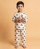 KLINGARU Cotton Knit Full Sleeves Scooter Printed Coordinating Kurta & Pajama Night Suit - White