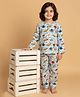 KLINGARU Cotton Knit Full Sleeves Planet Printed Coordinating Kurta & Pajama Night Suit - White