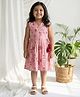 KLINGARU Cotton Knit Sleeveless Cow & Floral Printed Dress - Pink