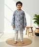 KLINGARU Cotton Knit Full Sleeves Pichwai Printed Kurta & Pyjama Set - Blue