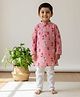 KLINGARU Cotton Knit Full Sleeves Pichwai Printed Kurta & Pyjama Set - Pink