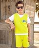 OLLINGTON ST. Cotton Knit Sleeveless Vest With Inner T-Shirt  & Shorts - Limegreen & White