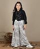 Cutiekins Woven Full Sleeves Frill Detailed Top & Abstract Printed Trousers Set - Black & White