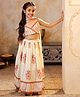 Shorgul Cotton Woven Sleeveless Chevron Printed Lace Embellished Lehenga & Choli Set - Off White