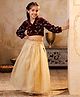 Shorgul Velvet Woven Full Sleeves Floral Designed Beads & Stones Embellished Lehenga & Choli Set - Maroon