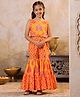 Shorgul Cotton Woven Sleeveless Abstract Printed Top & Sharara Set - Orange