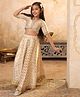 Shorgul Brocade Woven Three Fourth Sleeves Floral Embroidered Lehenga & Choli Set - Beige