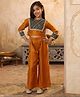 Shorgul Cotton Silk Woven Full Sleeves Lace Embellished Top & Palazzo Set - Mustard