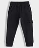 Orange Sugar 100% Cotton Knit Solid Cargo Joggers - Black
