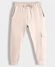 Orange Sugar 100% Cotton Knit Solid Cargo Joggers - Beige