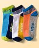Pine Kids Cotton Knit Ankle Length Socks With Stripes & Text Design Pack Of 3 ( Colour May Vary )