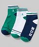 Pine Kids Cotton Knit Ankle Length Socks With Text Design Pack Of 3 ( Colour May Vary )