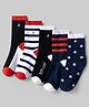 Pine Kids Cotton Knit Ankle Length Socks With Stripes & Star  Design Pack Of 5 ( Colour May Vary )