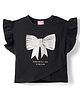 Little Kangaroos Knitted Sleeveless Top With Bow Print - Black