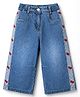 Little Kangaroos Full Length Denim Jeans with Cherry Embroidery - Light Blue
