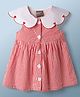 Little Kangaroos Cotton Woven Sleeveless Checkered Peter Pan Collar Frock - Red
