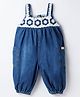 Little Kangaroos Cotton Woven Sleeveless Jumpsuit with Crochet Design- Navy Blue