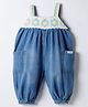 Little Kangaroos Cotton Woven Sleeveless Jumpsuit with Crochet - Blue