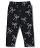 Little Kangaroos Knit Full Length Leggings with Bow Print - Black