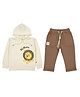 CRUNCHY NACHOS Knitted Full Sleeves Lion Printed Pre Winter Hooded Sweatshirt & Jogger Set - Cream