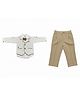 CRUNCHY NACHOS Cotton blend Woven Full Sleeves Solid Shirt & Trousers With Abstract Designed Waistcoat & Bow- Off White