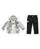 CRUNCHY NACHOS Knitted Knit Full Sleeves Striped Hooded Shirt & Cargo Styled Pant Set With Tee - White