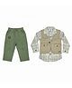 CRUNCHY NACHOS Cotton Blend Knit Full Sleeves Checked Shirt With Jacket & Pants Set - Beige