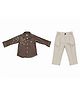 CRUNCHY NACHOS Cotton Knit  Full Sleeves Floral Embroidered Textured Shirt & Pant Set -Coffee Brown