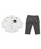 CRUNCHY NACHOS Cotton Woven Full Sleeves Patch Embroidered Shirt & Pant Set - White