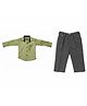 CRUNCHY NACHOS Woven Full Sleeves Abstract Embroidered Shirt & Pant Set - Olive Green