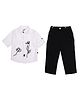 CRUNCHY NACHOS Cotton Woven Full Sleeves Floral Embroidered Shirt & Trousers Set - White
