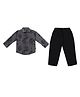 CRUNCHY NACHOS Cotton Woven Full Sleeves Floral Printed Shirt & Trousers Set - Grey