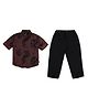 CRUNCHY NACHOS Cotton Woven Full Sleeves Floral Printed Shirt & Trousers Set - Maroon