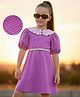 Hola Bonita Knit Half Puffed Sleeves Textured Dress with Belt - Lilac