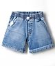 Little Kangaroos 100% Cotton Knee Length Denim Short With Patch - Blue