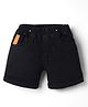 Little Kangaroos 100% Cotton Knee Length Solid Denim Shorts With Patch - Black