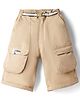 Little Kangaroos Knee Length Denim Shorts with Patch Detailing - Tan