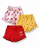 Doodle Poodle 100% Cotton Single Jersey Knit Knee Length Shorts With Strawberry & Text Print Pack of 3 - Yellow, Red & White