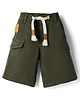 Little Kangaroos Knee Length Solid Color Denim Shorts - Olive Green