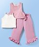 Little Kangaroos Woven Sleeveless Solid Tops & Lounge Pant Set - PInk