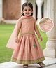 EARTHY TOUCH Woven Sleeveless Lehenga Choli Set with Floral Foil Print & Dupatta - Peach