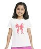 Plan B Cotton Knit Half Sleeves Bow Printed Tee - Off White
