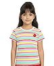 Plan B Cotton Knit Half Sleeves Stripes Tee - Multi Colour