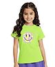 Plan B Cotton Knit Half Sleeves Smiley Printed Tee - Lime Green