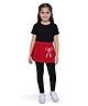 Plan B Cotton Knit Half Sleeves  Solid Tee & Unicorn Printed Skegging Set - Red