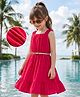 Hola Bonita Cotton Woven Sleeveless Solid Colour Tiered Frock Dress with Belt - Red