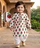 EARTHY TOUCH Cotton Woven Full Sleeves Floral Printed Kurta & Dhoti Set - White