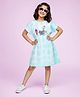 Kiddopanti Rayon Woven Half Sleeves Sweet & Cool Text Patch Detailed Tie Dye Dress - Green