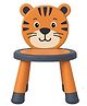 De Jure Fitness Detachable Baby Tiger Chair for Kids | Cute Tiger Design | Lightweight Plastic Study Seat for Toddlers 1-5 Years | Non-Slip Base, High Backrest, Easy Assembly Kids Chair