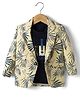 Dapper Dudes Woven Full Sleeves Leaves Printed Blazer With Typographic Tee - Yellow